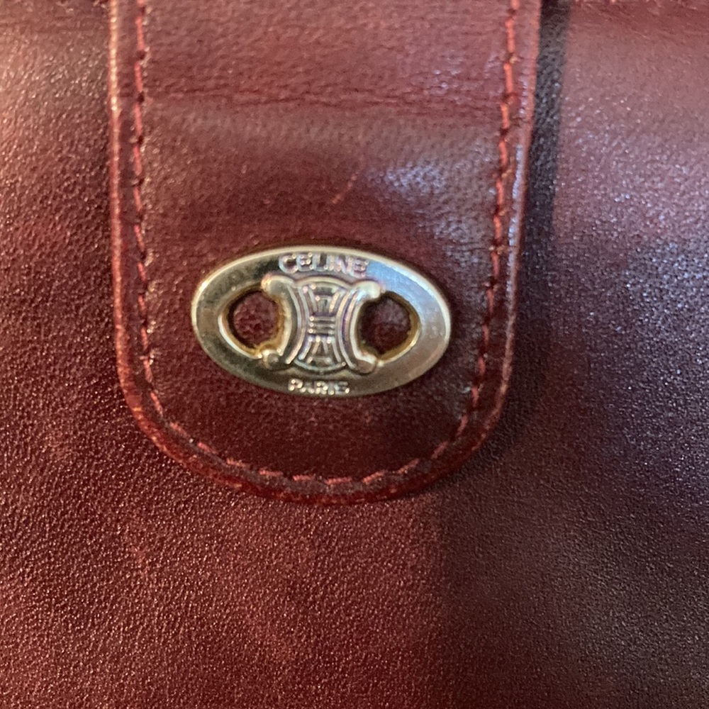 Authentic CELINE Vintage Burgundy Leather Bifold - Picture 3 of 11